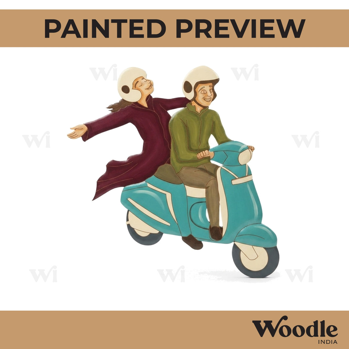 Couple On Scooter Pre Marked MDF Design 2