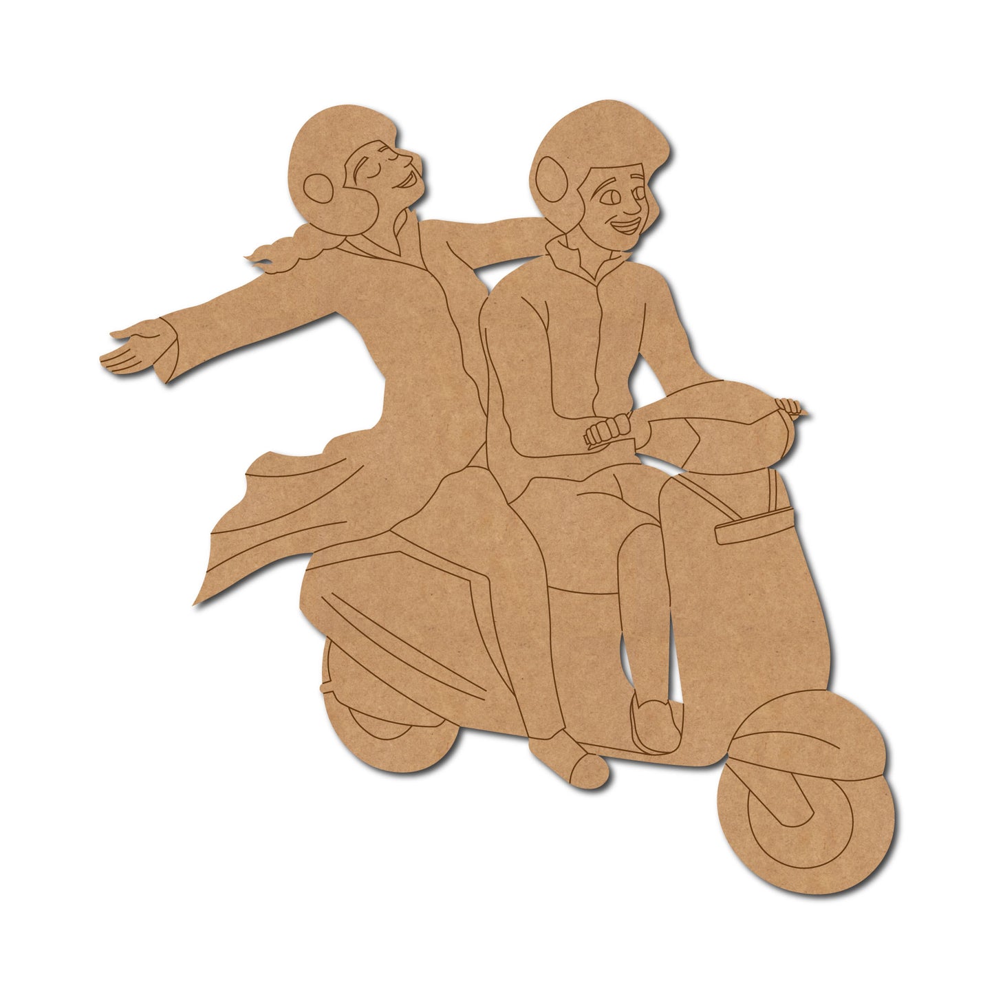 Couple On Scooter Pre Marked MDF Design 2