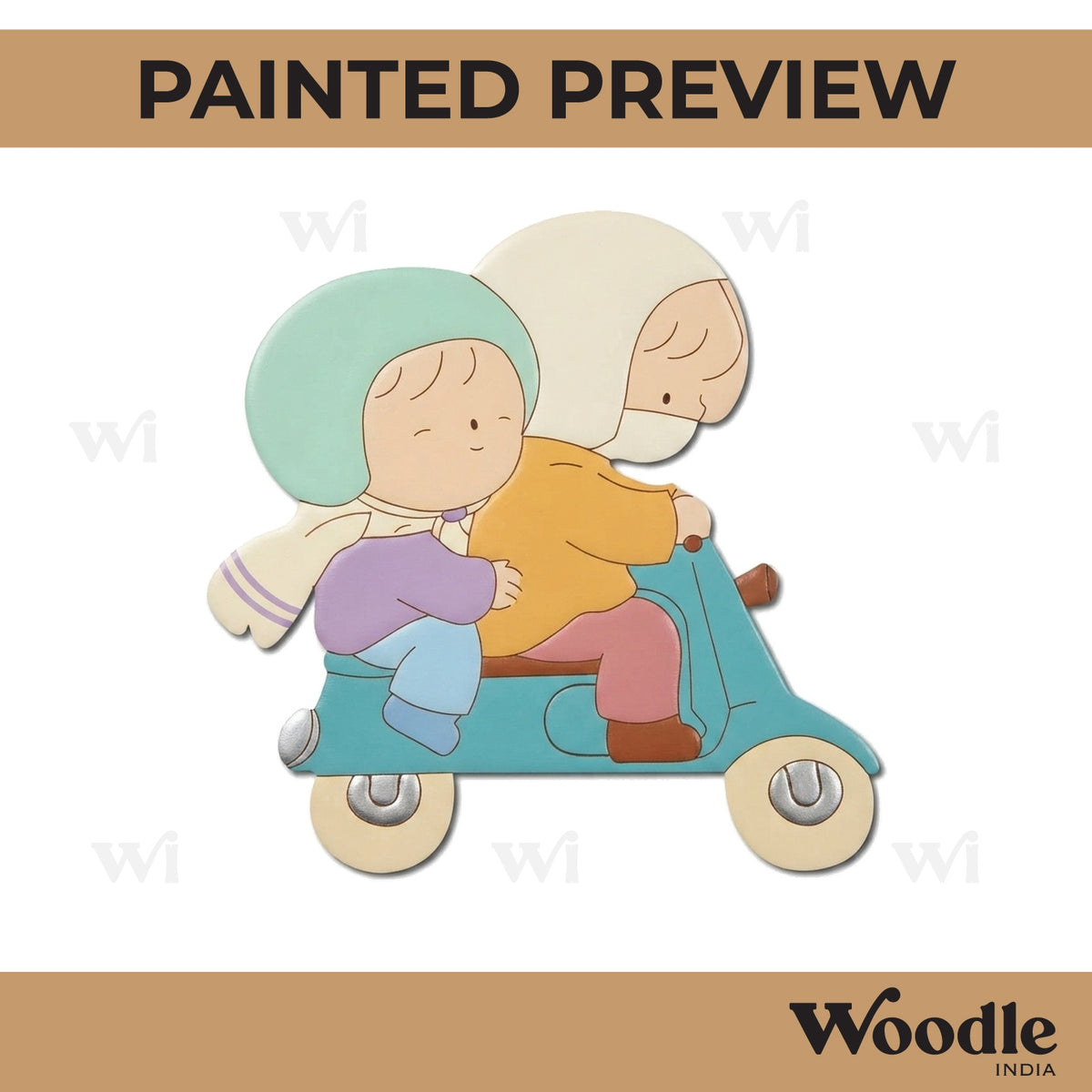 Couple On Scooter Pre Marked MDF Design 3