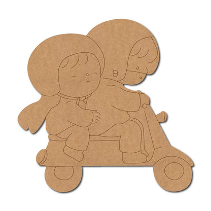 Couple On Scooter Pre Marked MDF Design 3