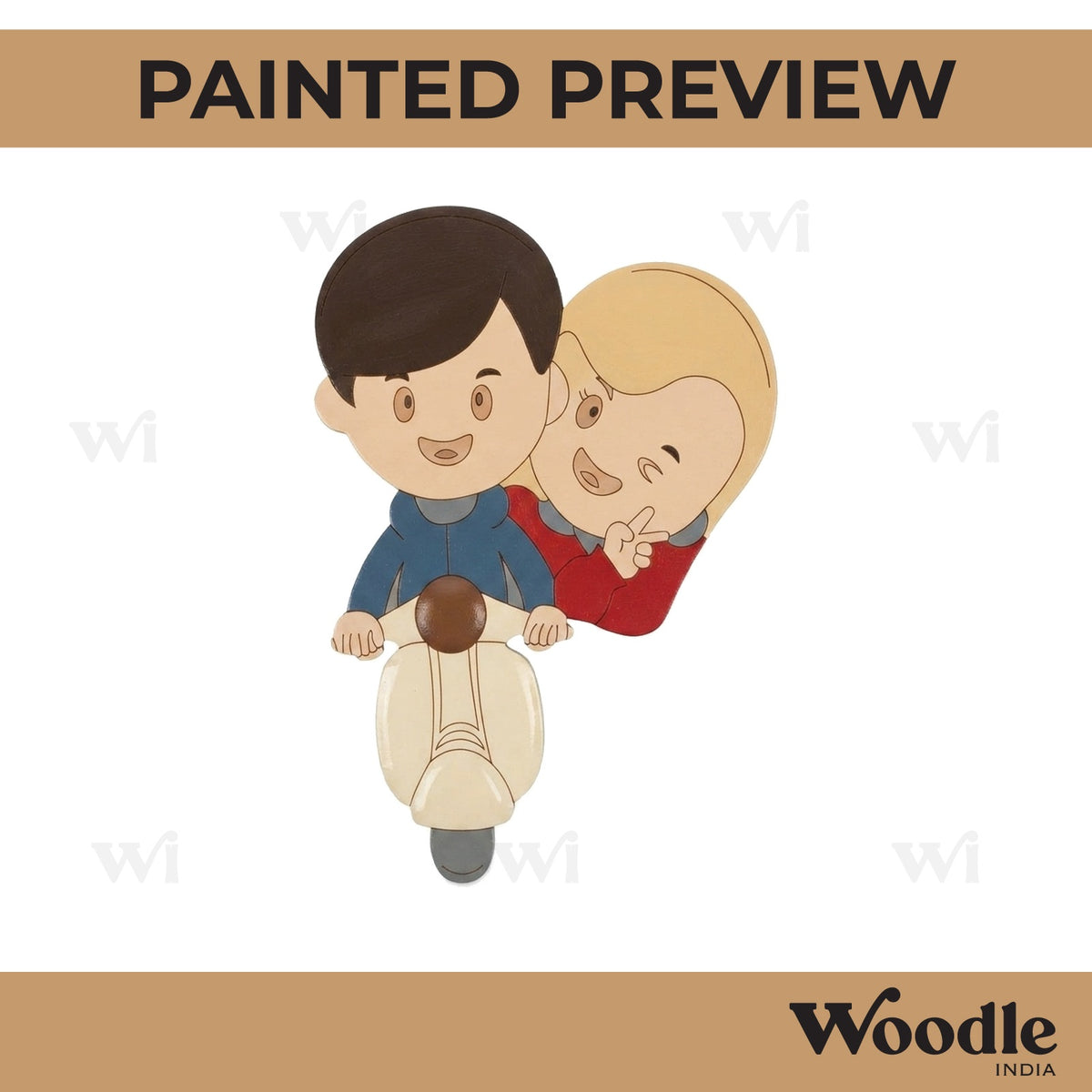 Couple On Scooter Pre Marked MDF Design 4