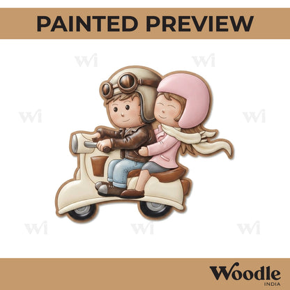 Couple On Scooter Pre Marked MDF Design 5