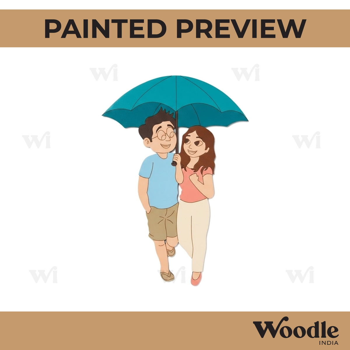 Couple Under Umbrella Pre Marked MDF Design 1