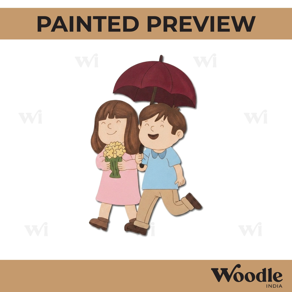 Couple Under Umbrella Pre Marked MDF Design 2