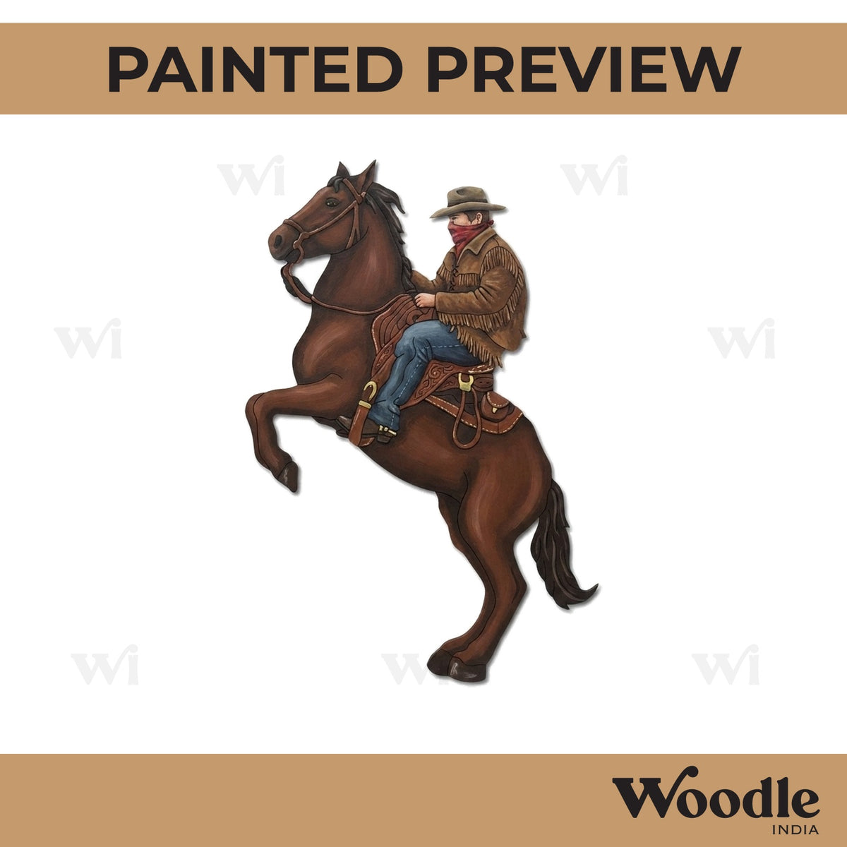 Cowboy On A Horse Pre Marked MDF Design 1