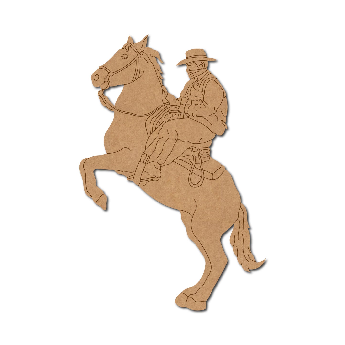 Cowboy On A Horse Pre Marked MDF Design 1