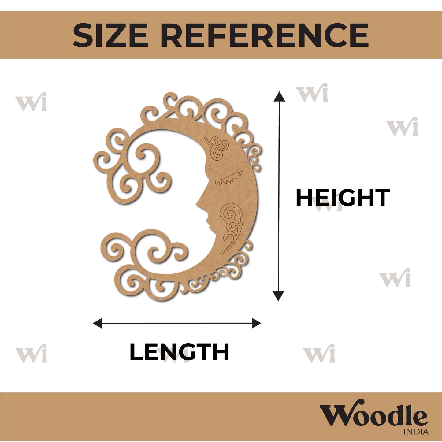 Crescent Moon Pre Marked MDF Design 1