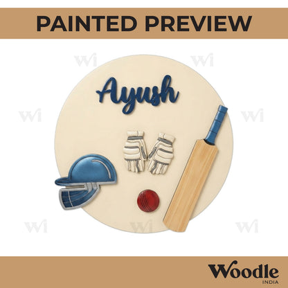 Cricket Theme Nameplate MDF Design 1