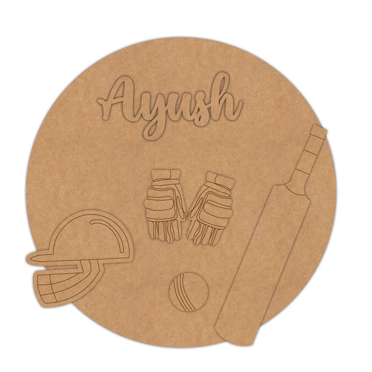 Cricket Theme Nameplate MDF Design 1