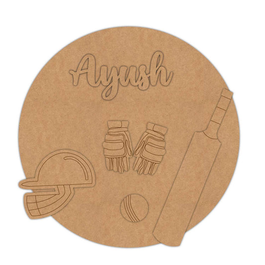 Cricket Theme Nameplate MDF Design 1