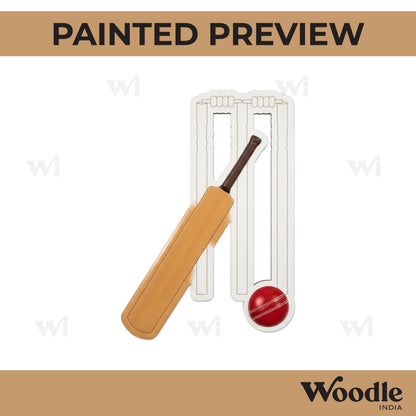 Cricket Wicket Bat Ball Pre Marked MDF Design 1