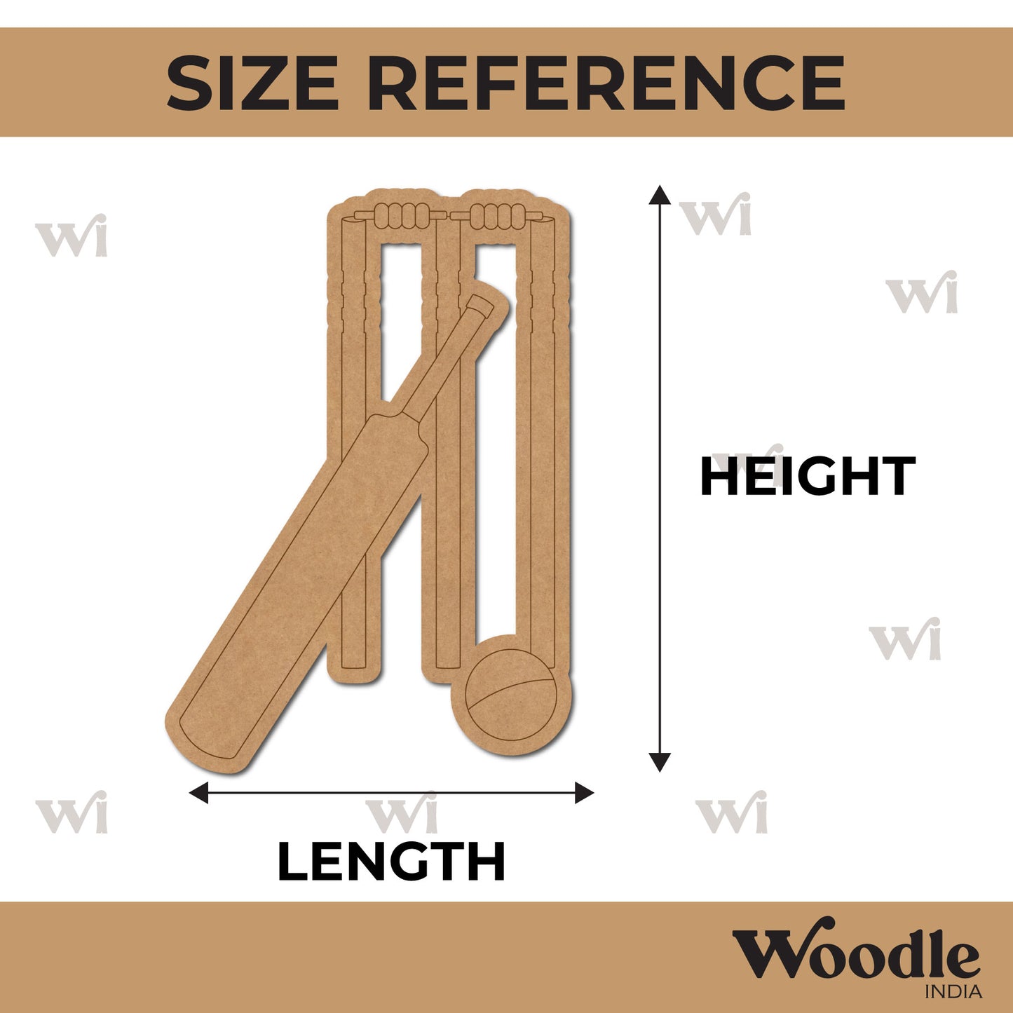 Cricket Wicket Bat Ball Pre Marked MDF Design 1