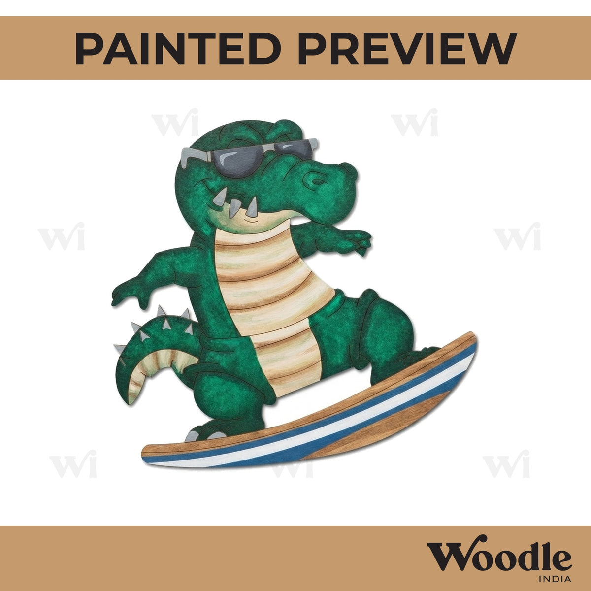 Crocodile Surfing Pre Marked MDF Design 1