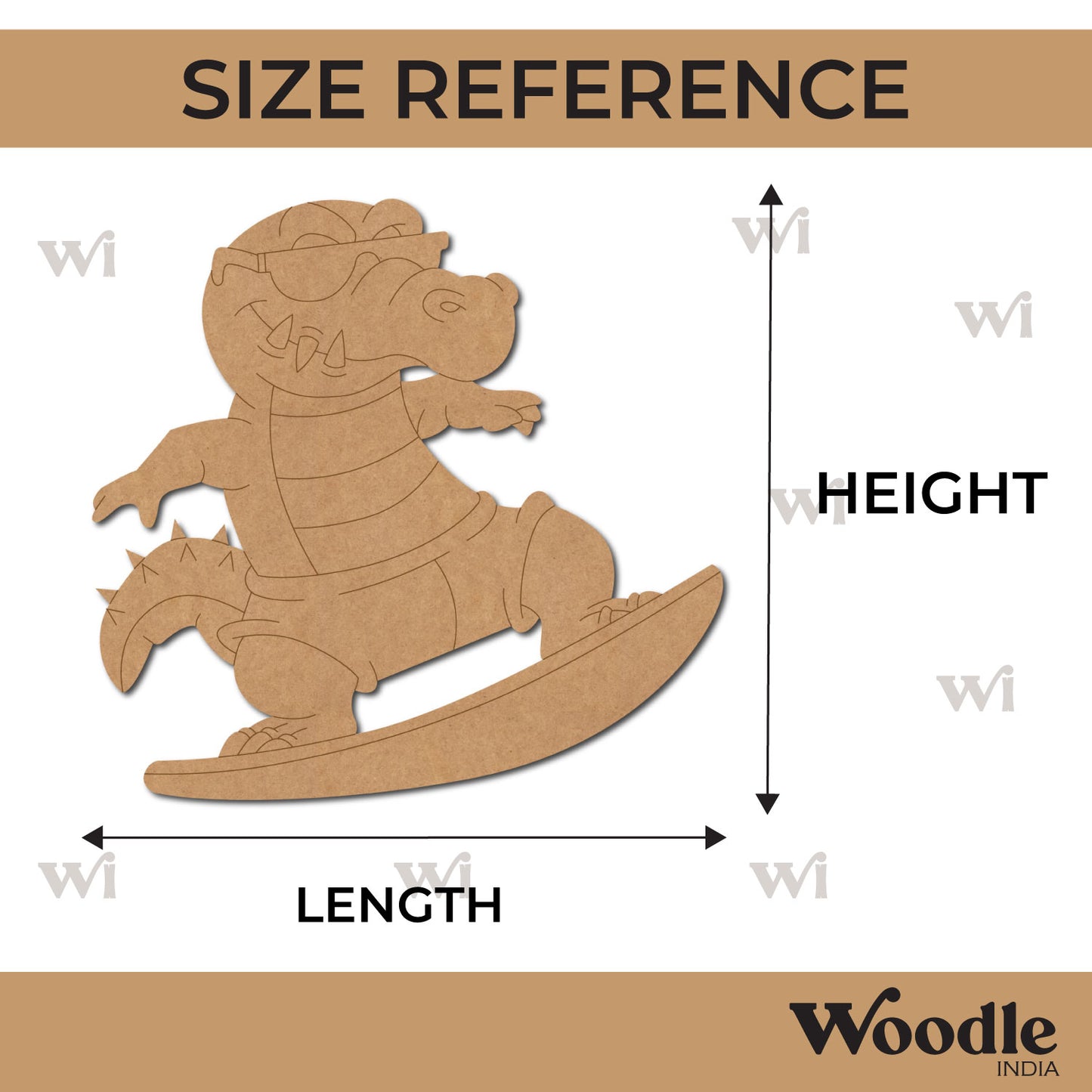 Crocodile Surfing Pre Marked MDF Design 1