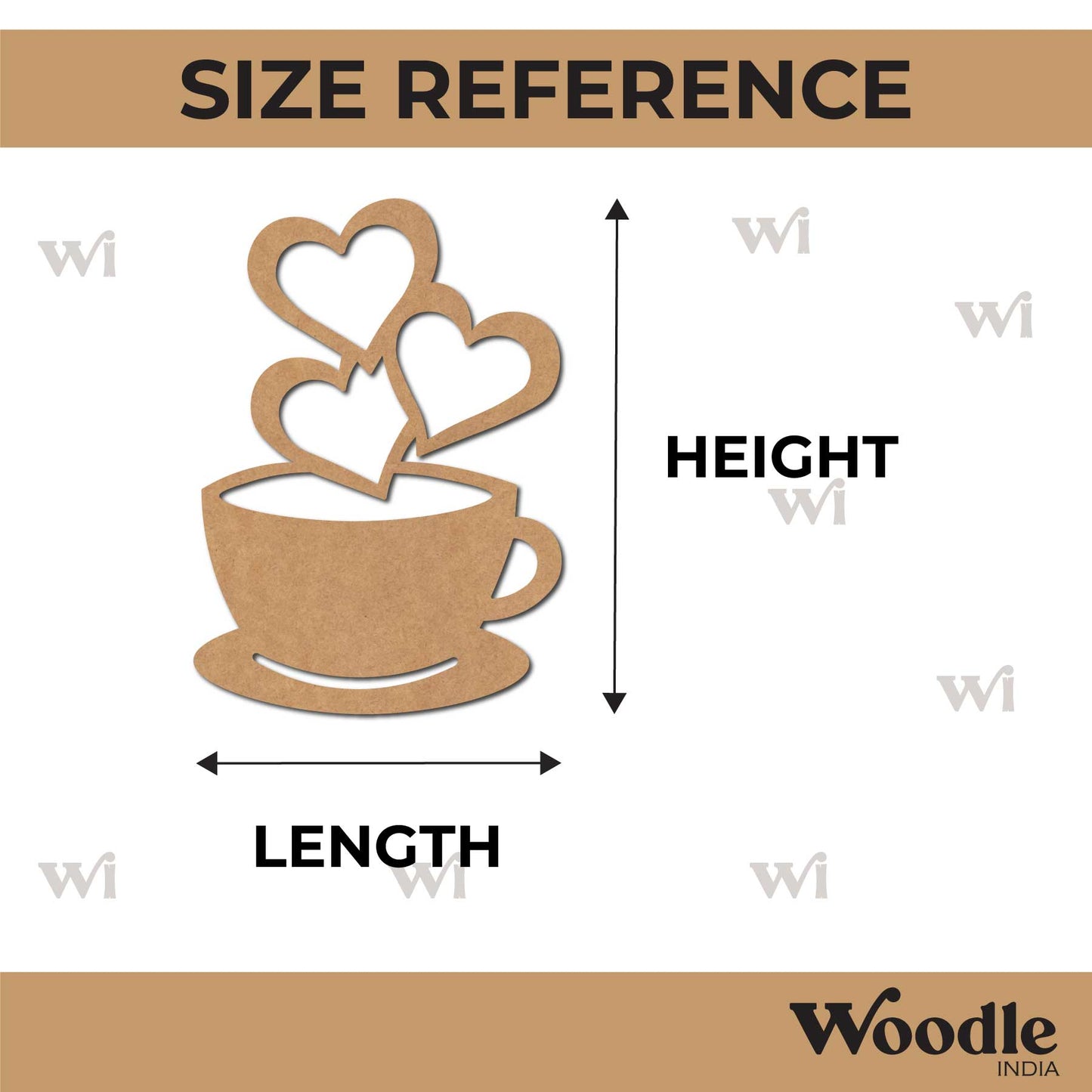 Cup Hearts Cutout MDF Design 1