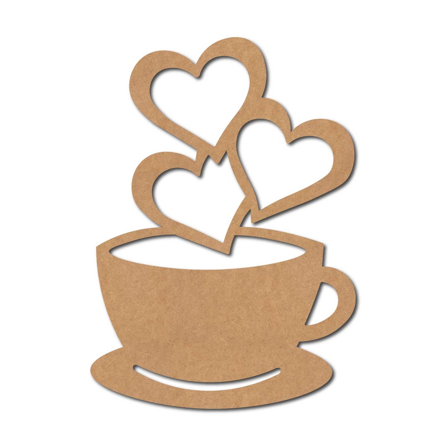 Cup Hearts Cutout MDF Design 1