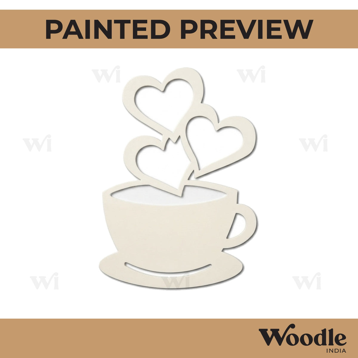 Cup Hearts Cutout MDF Design 1