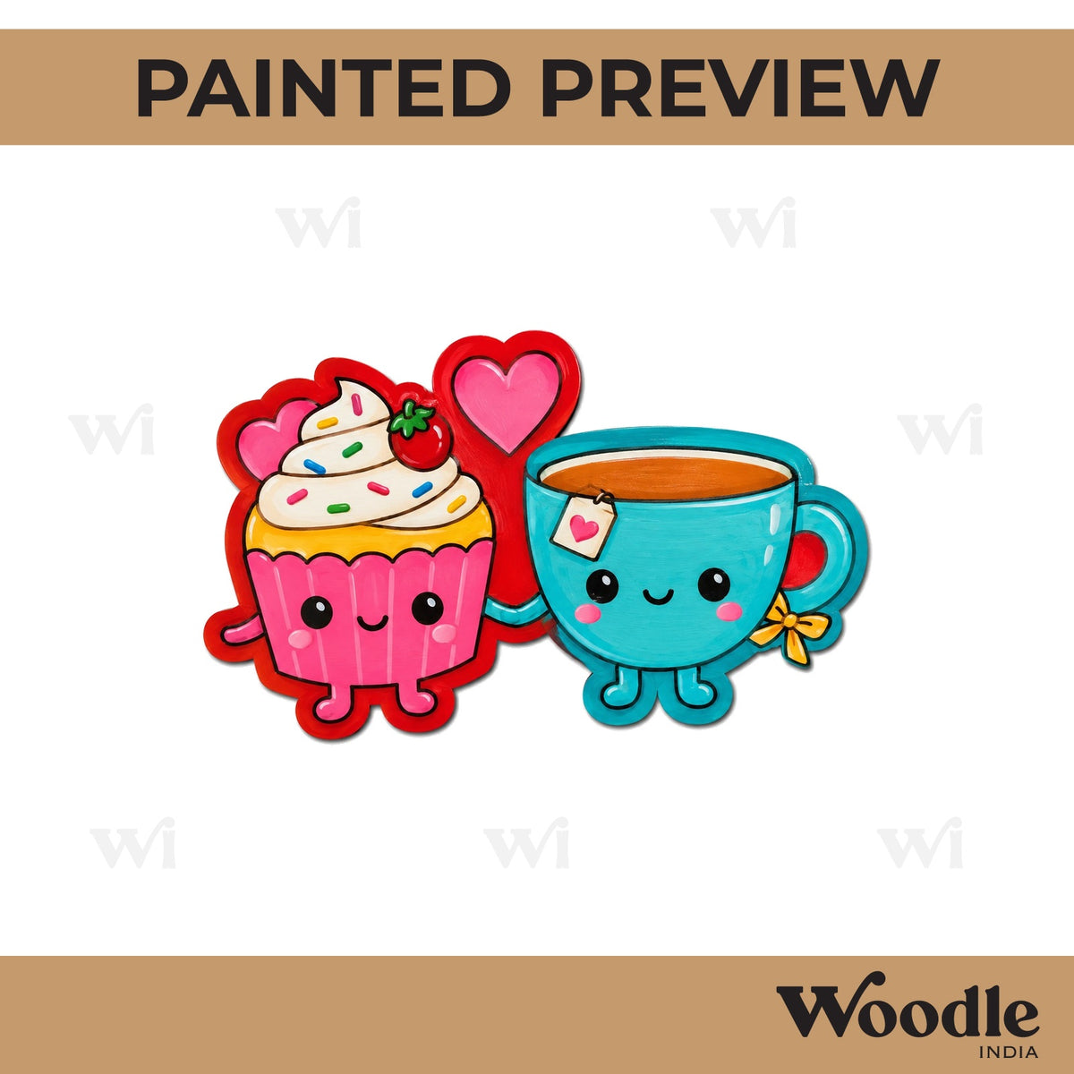 Cupcake And Tea Kawaii Pre Marked MDF Design 1