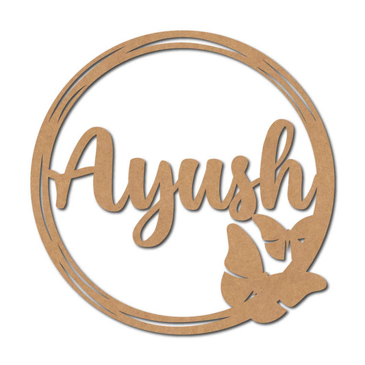 Customized Butterflies Round Ring Cutout MDF Design 1