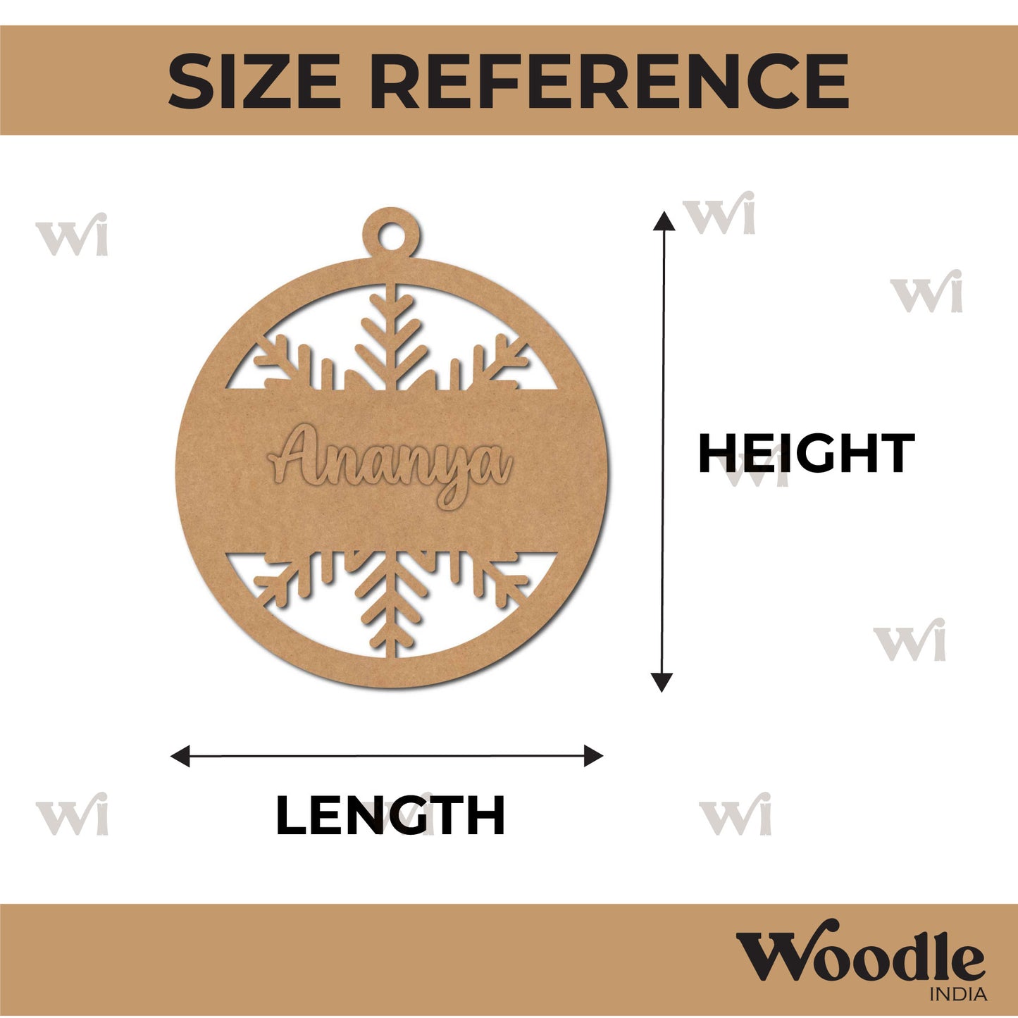 Customized Snowflake Christmas Ornament Base MDF Design 1