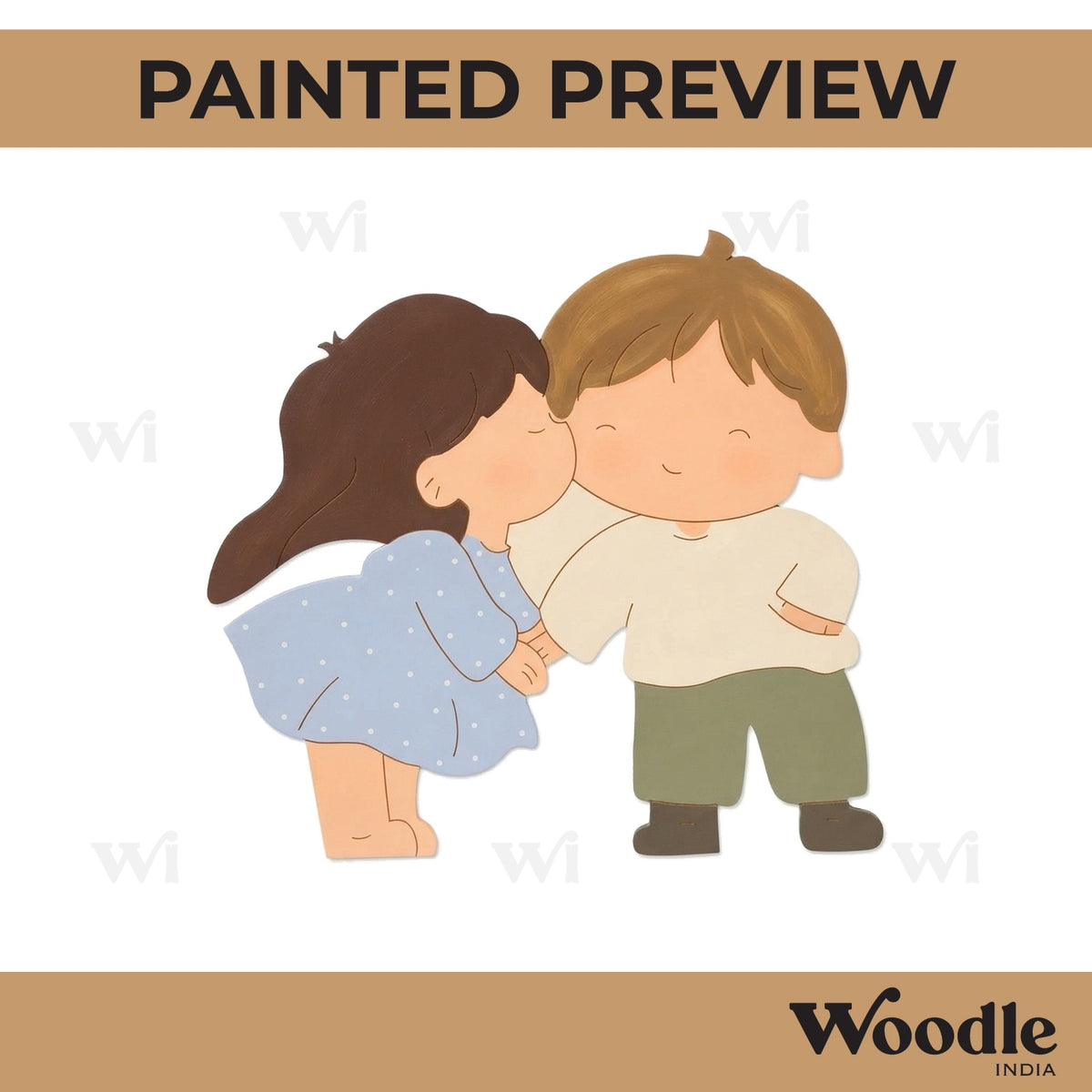 Cute Boy And Girl Pre Marked MDF Design 1