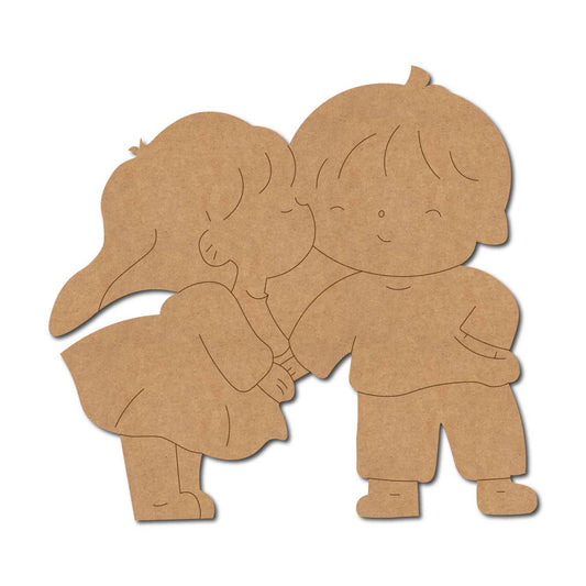 Cute Boy And Girl Pre Marked MDF Design 1