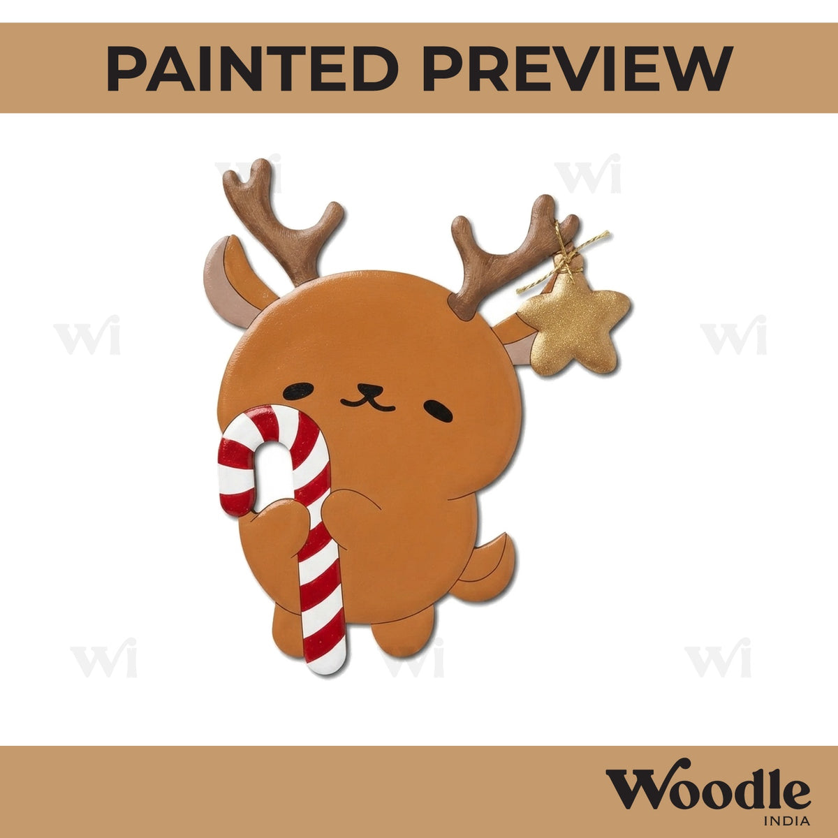 Cute Reindeer Christmas Pre Marked MDF Design 1