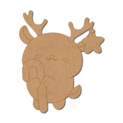 Cute Reindeer Christmas Pre Marked MDF Design 1