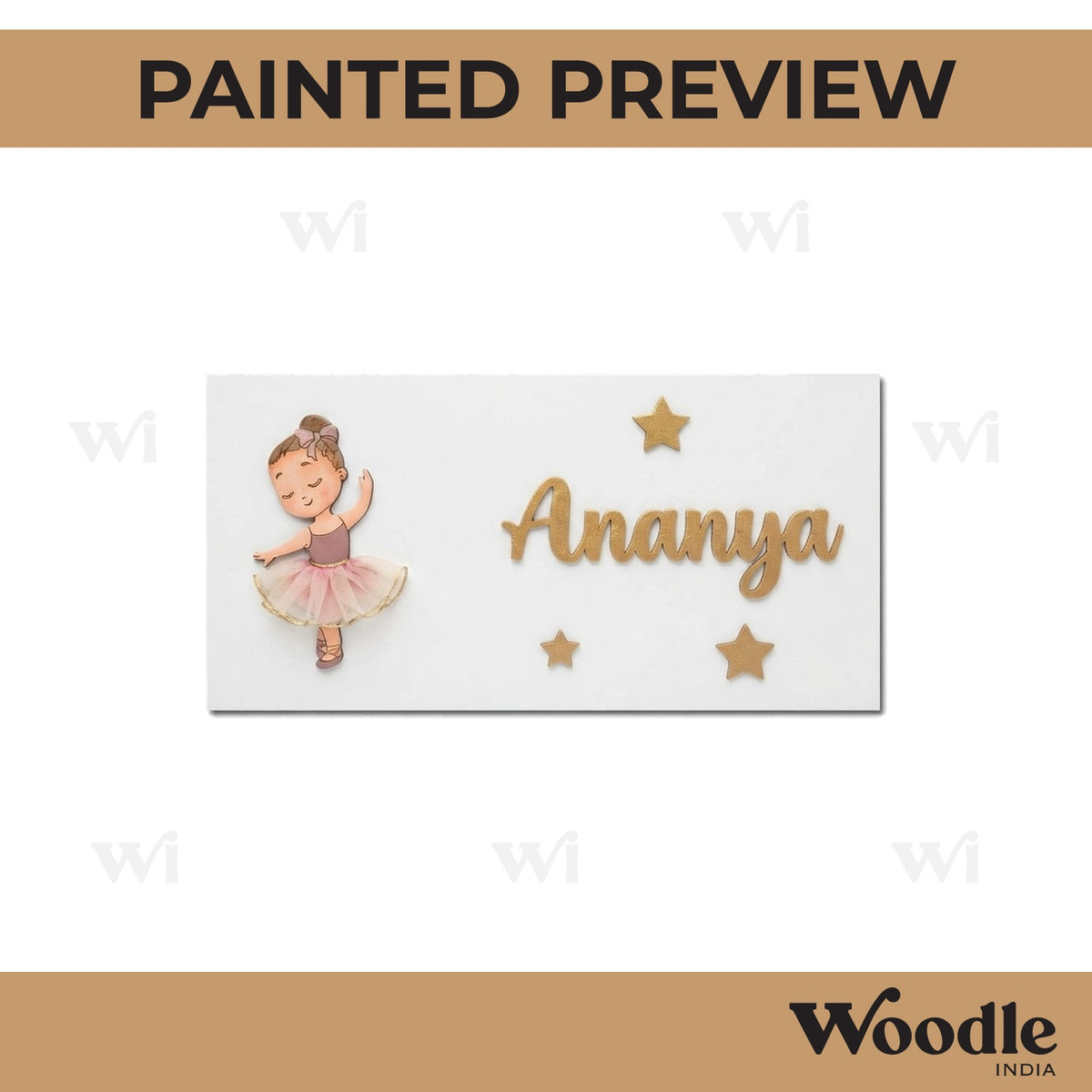 Dancing Girl Kids Nameplate MDF Design 1