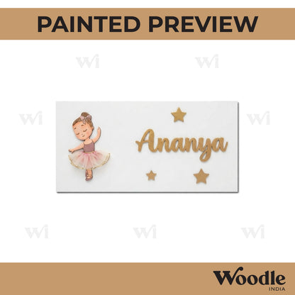 Dancing Girl Kids Nameplate MDF Design 1