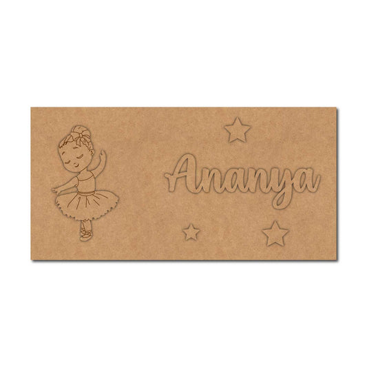 Dancing Girl Kids Nameplate MDF Design 1