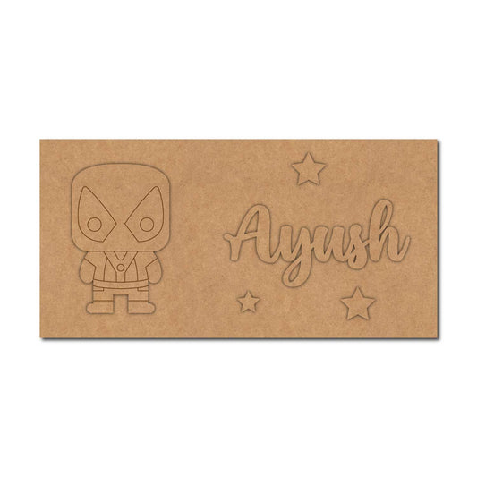 Deadpool Marvel Kids Nameplate MDF Design 1