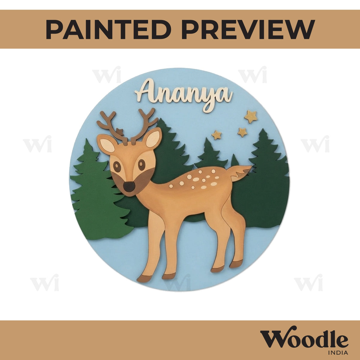 Deer Nameplate MDF Design 1