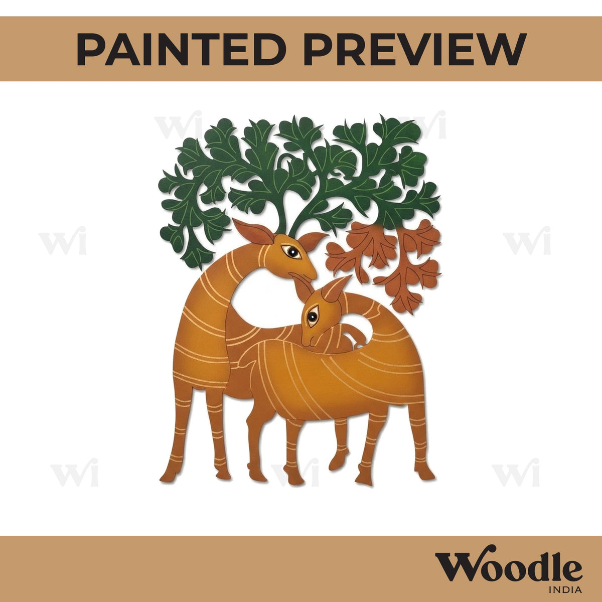 Deers Gond Art Pre Marked MDF Design 1