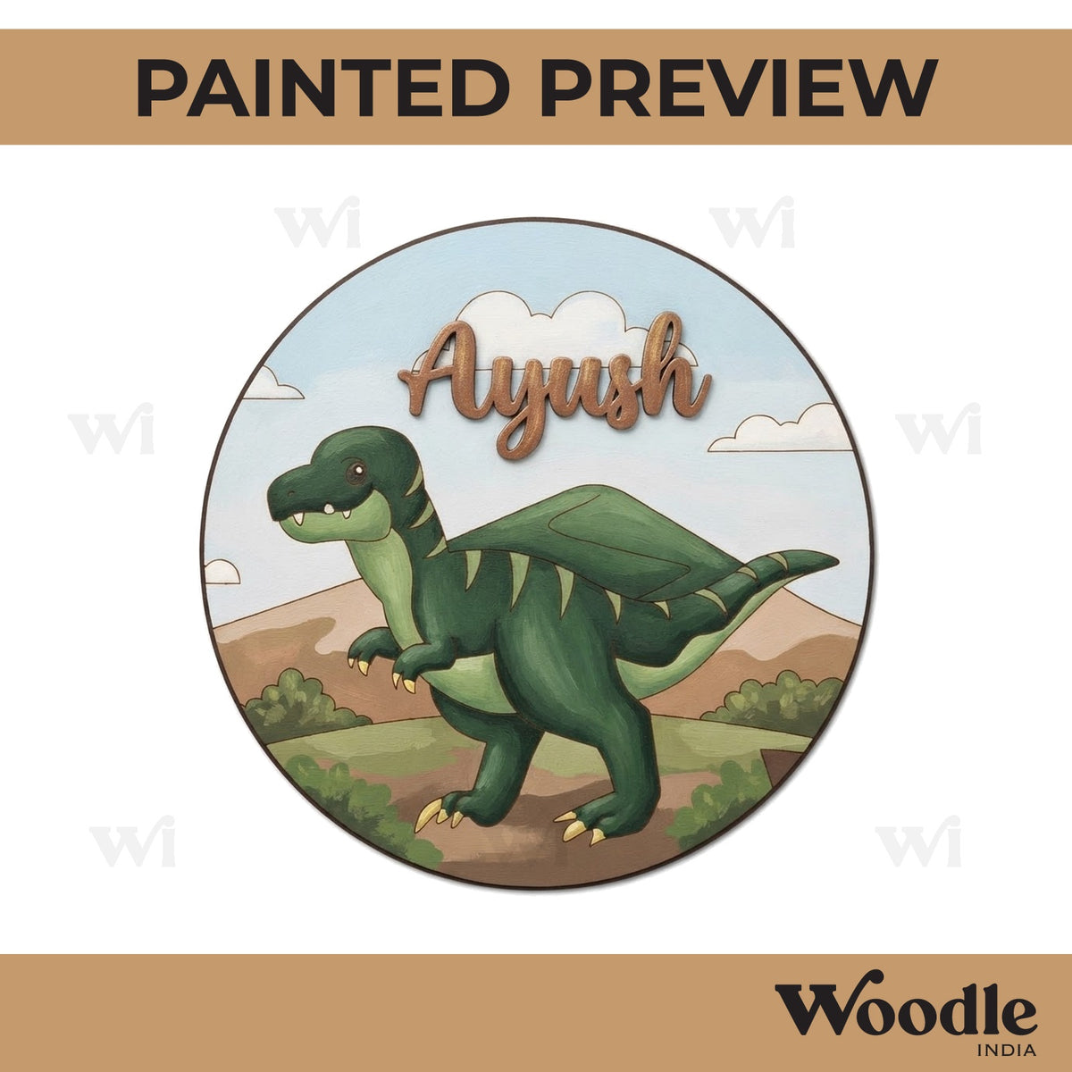 Dinosaur Nameplate MDF Design 6