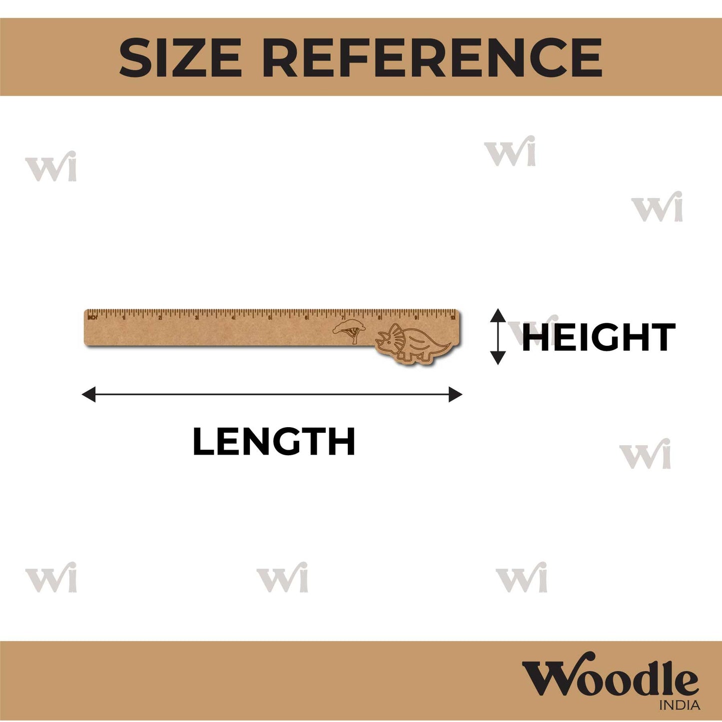 Dinosaur Ruler Scale MDF Design 1