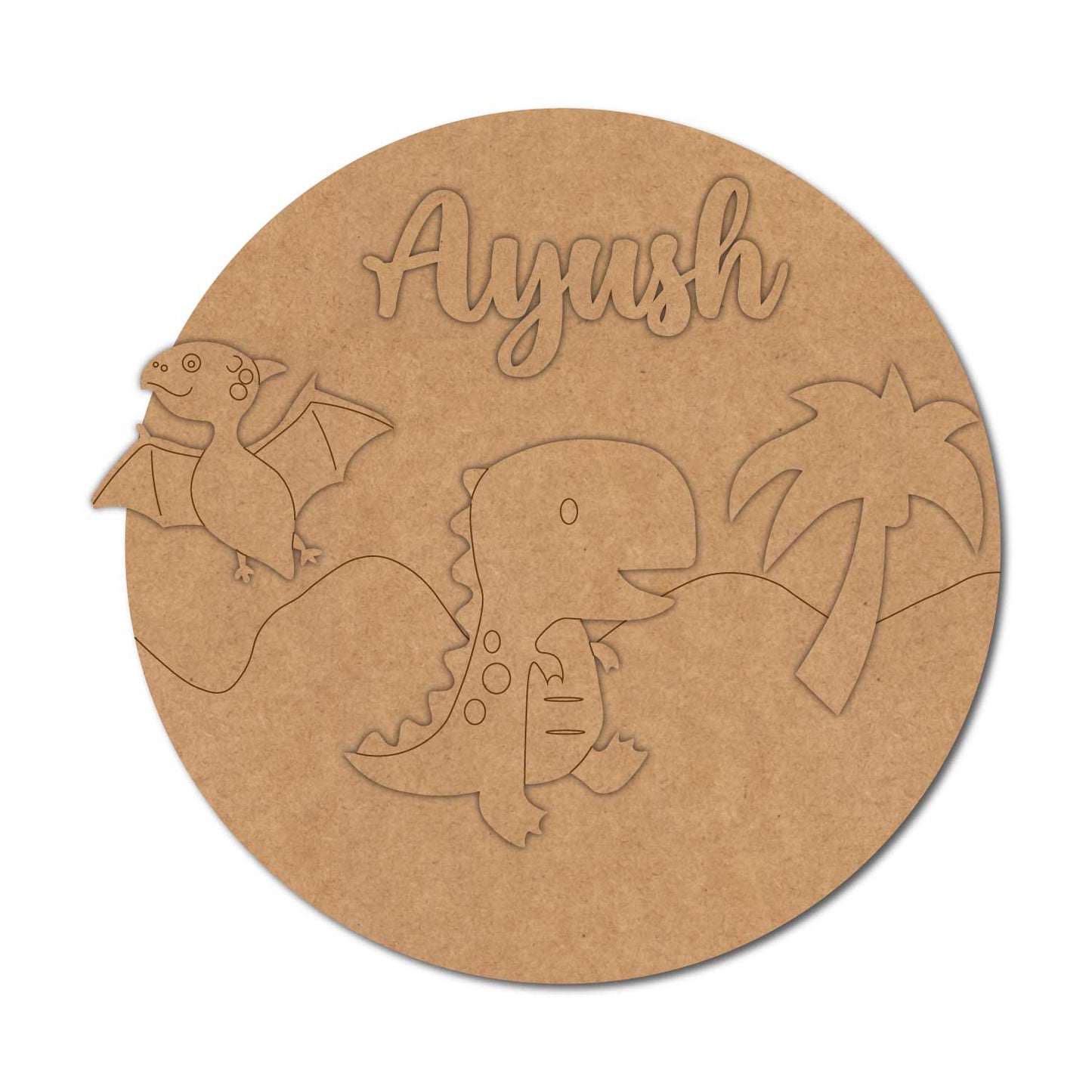 Dinosaur Theme Nameplate MDF Design 2
