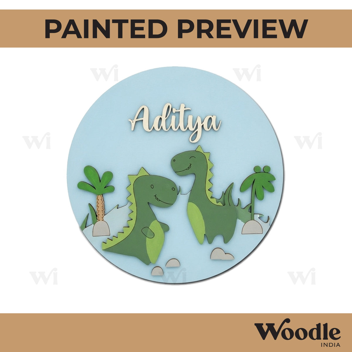 Dinosaur Nameplate MDF Design 1