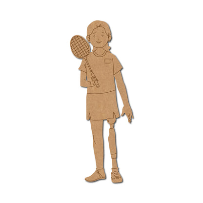 Disabled Girl Badminton Player Pre Marked MDF Design 1