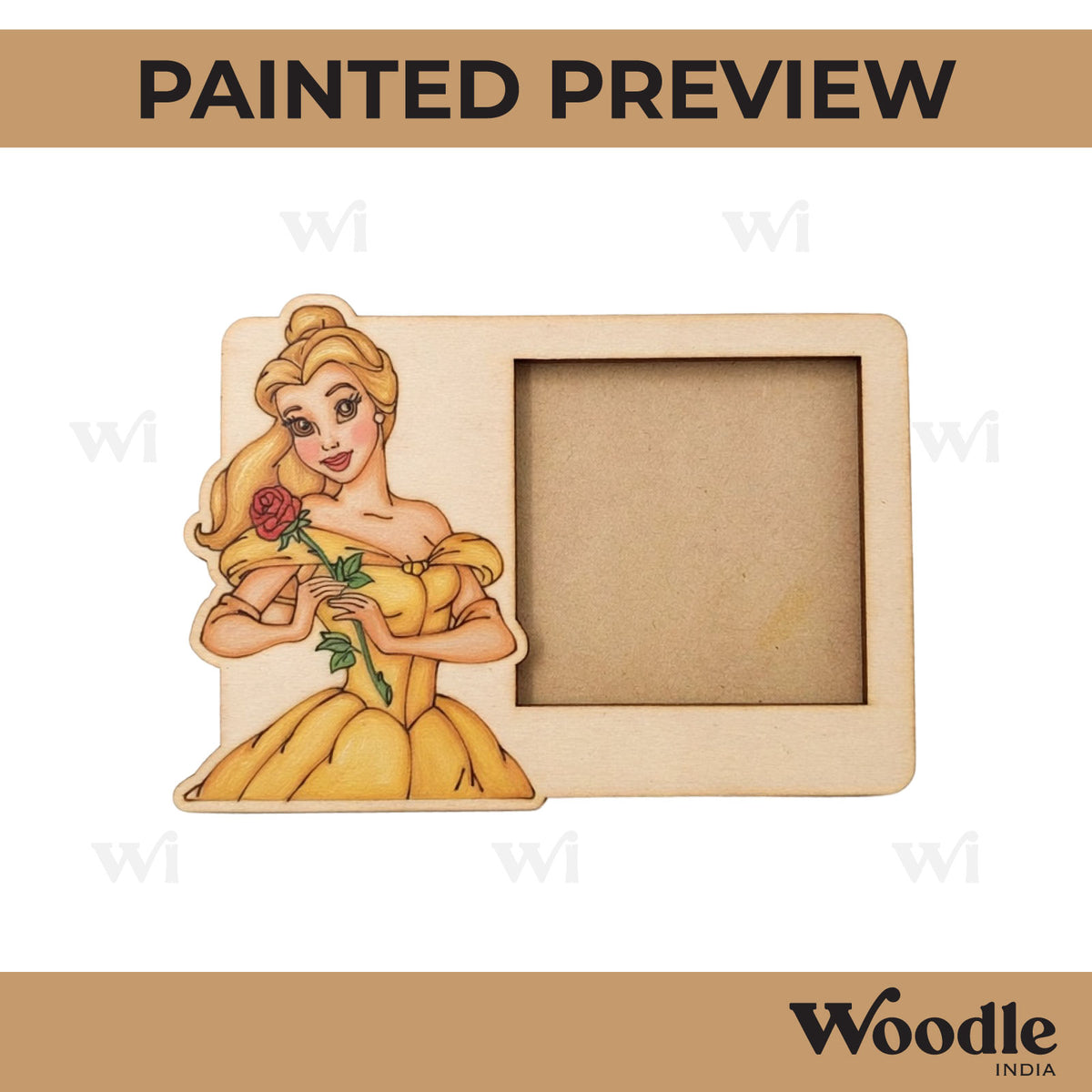 Disney Princess Bella Three Layered Photo Frame MDF Design 1