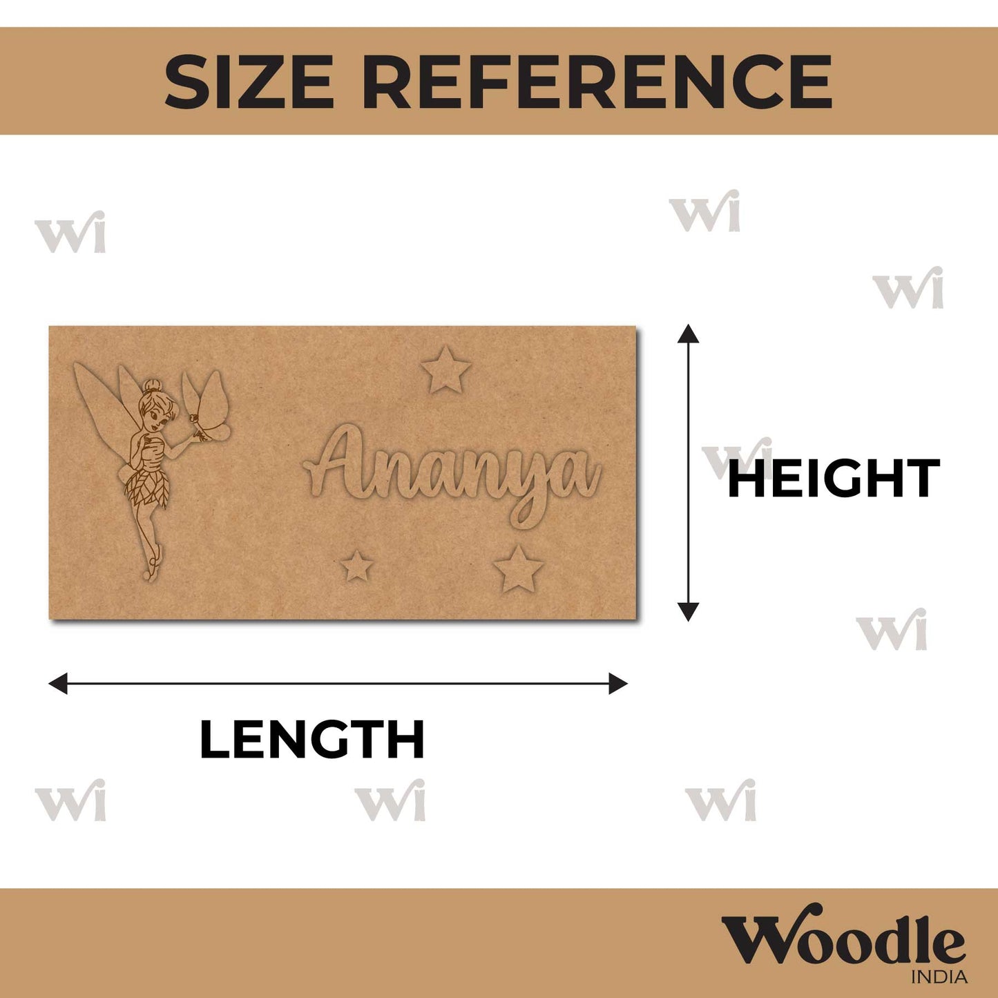 Disney Princess With Butterfly Kids Nameplate MDF Design 1