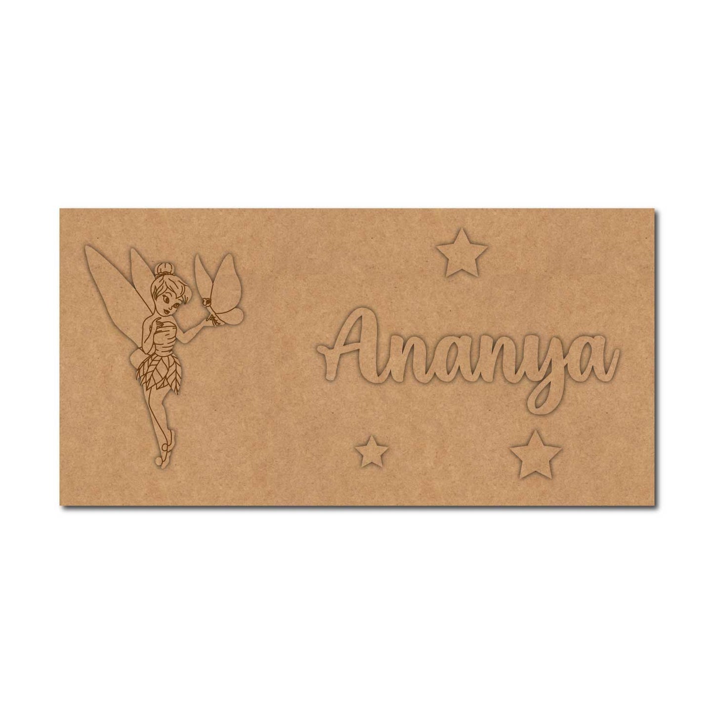 Disney Princess With Butterfly Kids Nameplate MDF Design 1