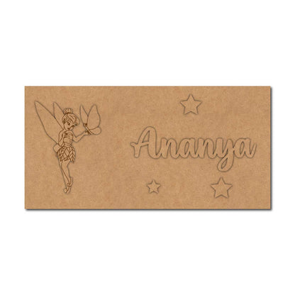 Disney Princess With Butterfly Kids Nameplate MDF Design 1