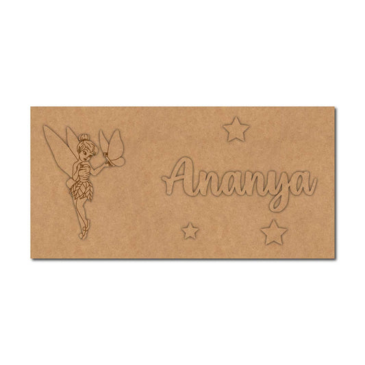 Disney Princess With Butterfly Kids Nameplate MDF Design 1