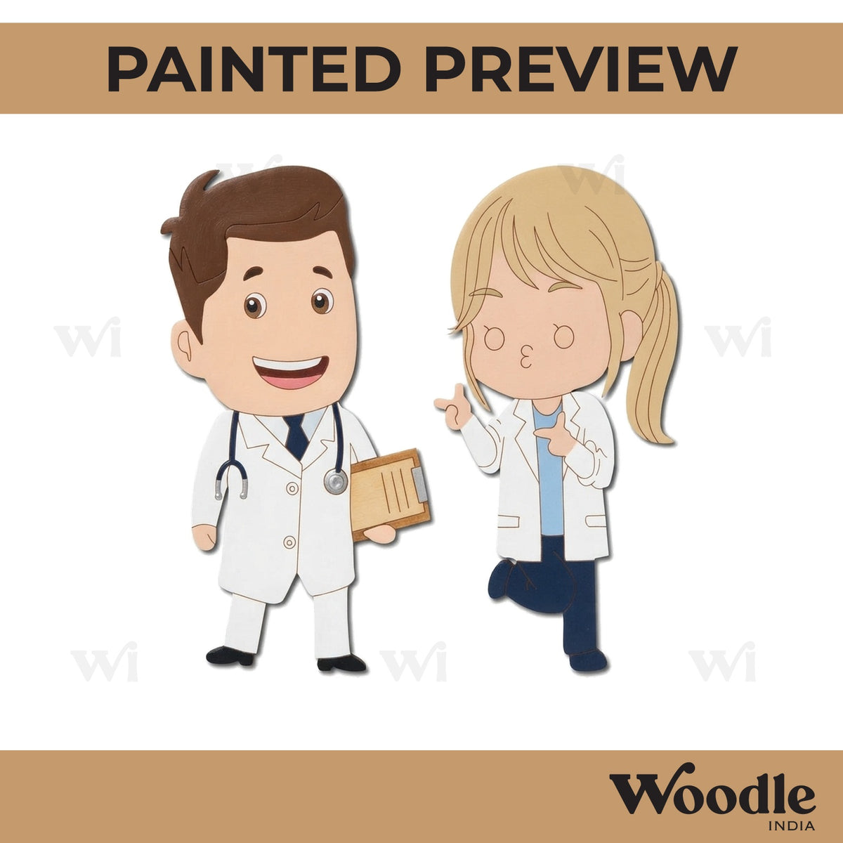 Doctor And Nurse Set Pre Marked MDF Design 1