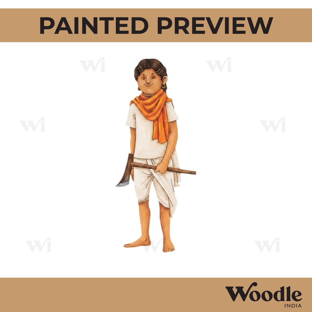 Dongria Kondh Tribal Man With Axe Pre Marked MDF Design 1