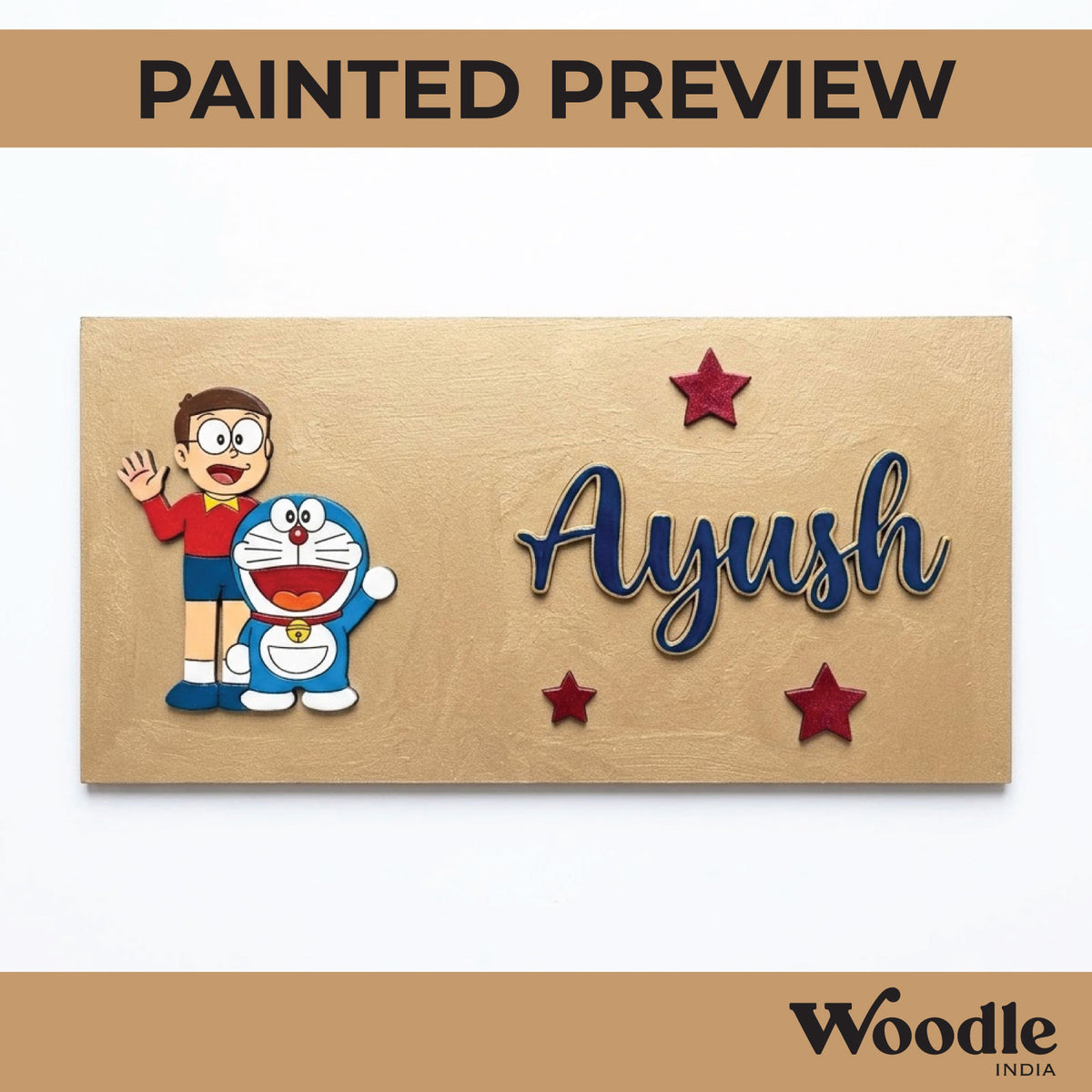 Doraemon Kids Nameplate MDF Design 2