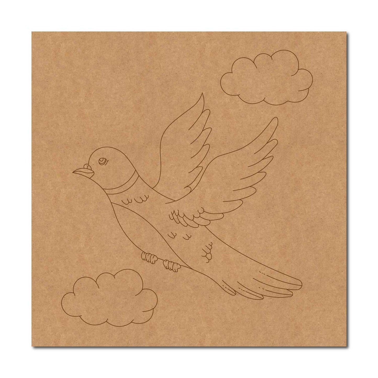 Dove Bird Clouds Pre Marked Base MDF Design 1