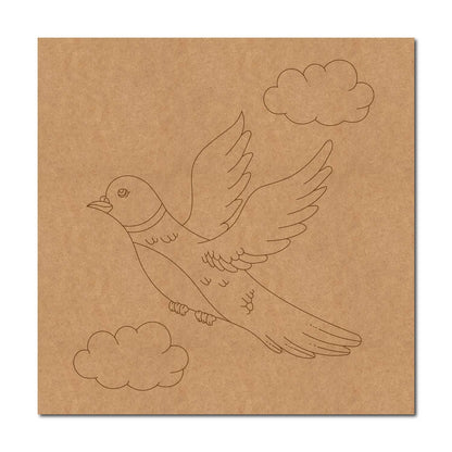 Dove Bird Clouds Pre Marked Base MDF Design 1
