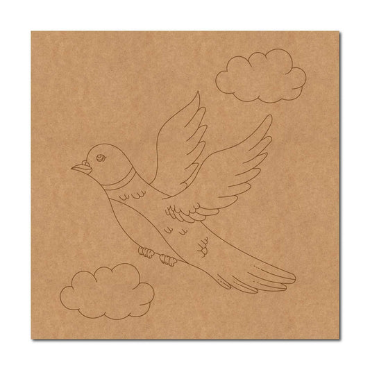 Dove Bird Clouds Pre Marked Base MDF Design 1